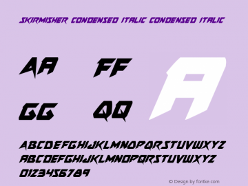 Skirmisher Condensed Italic Version 1.1; 2015图片样张