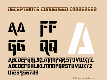 Deceptibots Condensed Version 1.0; 2019 Font Sample