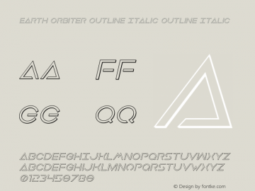 Earth Orbiter Outline Italic Version 1.0; 2016 Font Sample