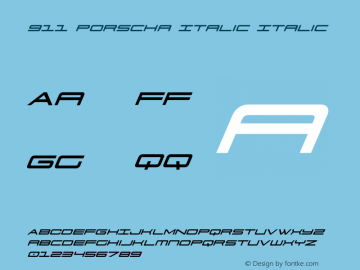 911 Porscha Italic Version 3.0; 2015 Font Sample