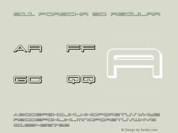 911 Porscha 3D Version 3.0; 2015 Font Sample