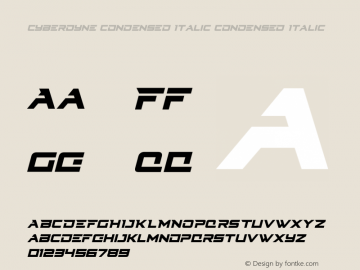 Cyberdyne Condensed Italic Version 1.0; 2015图片样张