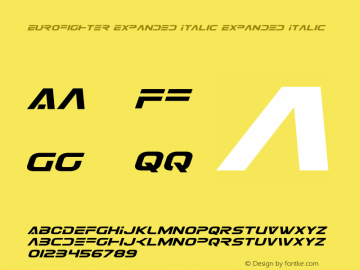 Eurofighter Expanded Italic Version 1.0; 2015 Font Sample