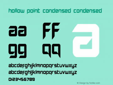 Hollow Point Condensed Version 1.0; 2014 Font Sample