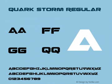 Quark Storm Regular Version 1.0; 2013 Font Sample