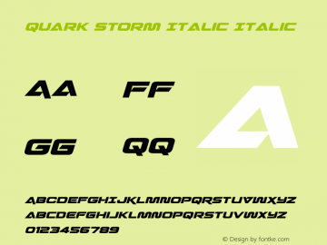 Quark Storm Italic Version 1.0; 2013 Font Sample
