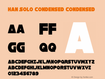 Han Solo Condensed Version 3.0; 2013 Font Sample