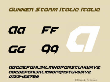 Gunner Storm Italic Version 1.0; 2013 Font Sample