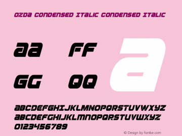 Ozda Condensed Italic Version 4.0; 2017 Font Sample