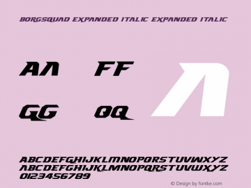 Borgsquad Expanded Italic Version 1.1; 2019 Font Sample