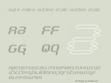 Byte Police Outline Italic Version 2.0; 2018图片样张