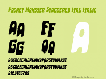 Pocket Monster Staggered Ital Version 1.0; 2016 Font Sample