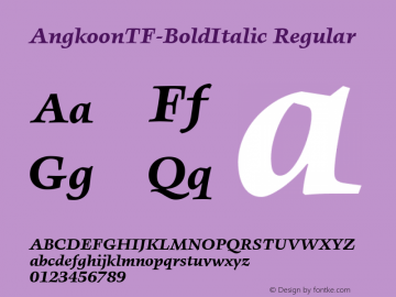 AngkoonTF-BoldItalic Regular Version 4.452 2003图片样张