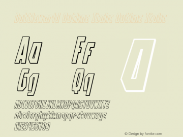 Battleworld Outline Italic Version 1.0; 2016图片样张