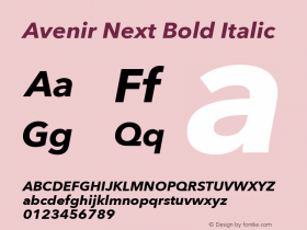 Avenir Next Bold Italic 8.0d5e6 Font Sample