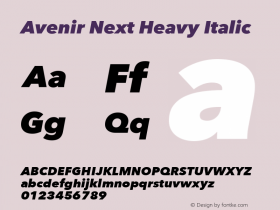 Avenir Next Heavy Italic 8.0d5e6 Font Sample