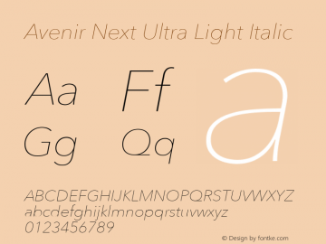 Avenir Next Ultra Light Italic 8.0d5e6图片样张