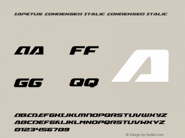 Iapetus Condensed Italic Version 1.0; 2013 Font Sample