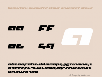 Boomstick Expanded Italic Version 1.0; 2014 Font Sample