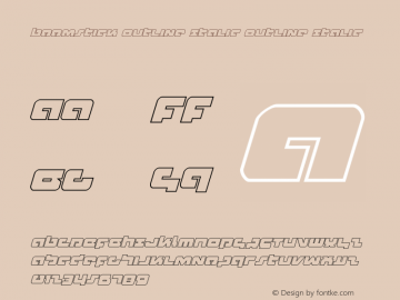 Boomstick Outline Italic Version 1.0; 2014 Font Sample