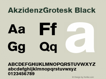 AkzidenzGrotesk Black Macromedia Fontographer 4.1 18.06.2003 Font Sample