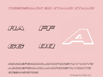 Tigershark 3D Italic Version 2.0; 2018 Font Sample