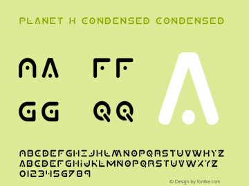 Planet X Condensed Version 3.0; 2015 Font Sample
