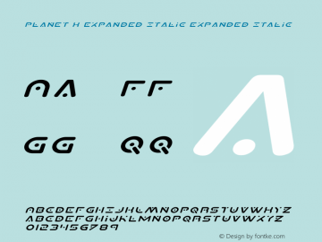 Planet X Expanded Italic Version 3.0; 2015 Font Sample