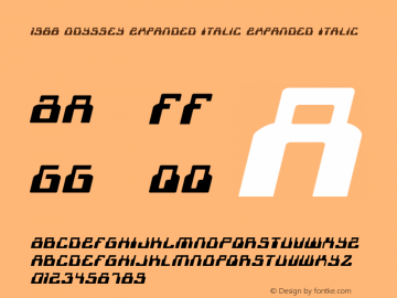 1968 Odyssey Expanded Italic Version 1.0; 2015 Font Sample