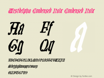 Westdelphia Condensed Italic Version 1.0; 2012图片样张