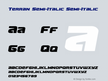 Terran Semi-Italic Version 1.1; 2015 Font Sample