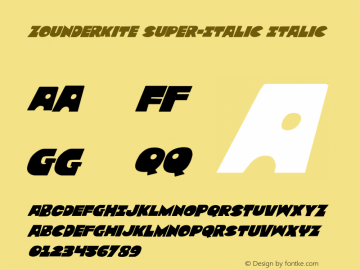 Zounderkite Super-Italic Version 1.1; 2018 Font Sample