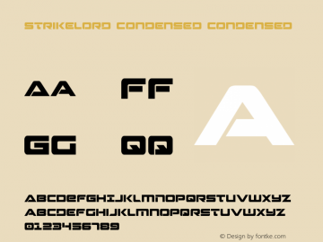 Strikelord Condensed Version 3.2; 2017 Font Sample