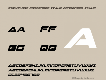 Strikelord Condensed Italic Version 3.2; 2017图片样张