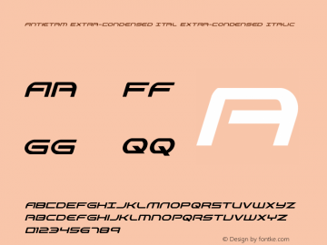 Antietam Extra-Condensed Ital Version 1.0; 2015 Font Sample