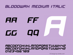 BloodWax Medium Italic 001.000 Font Sample