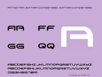 Antietam Extra-Condensed Version 1.0; 2015 Font Sample