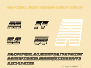 Halfshell Hero Chrome Italic Version 1.0; 2013 Font Sample