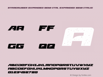 Starcruiser Expanded Semi-Ital Version 1.0; 2019 Font Sample