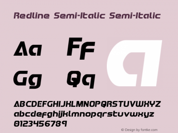 Redline Semi-Italic Version 1.1; 2019 Font Sample