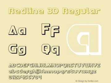 Redline 3D Version 1.1; 2019 Font Sample