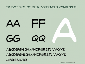 98 Bottles of Beer Condensed Version 1.0; 2014 Font Sample