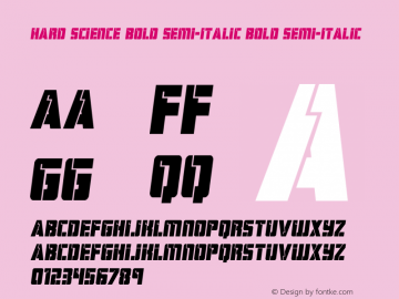 Hard Science Bold Semi-Italic Version 1.1; 2019 Font Sample