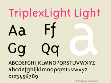 TriplexLight Light Version 001.001 Font Sample