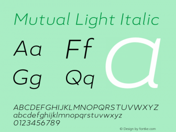 Mutual-LightItalic Version 1.00图片样张