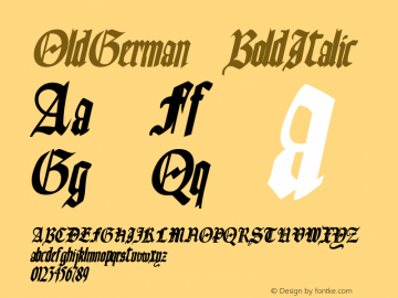 OldGerman BoldItalic Unknown Font Sample