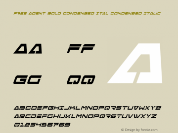 Free Agent Bold Condensed Ital Version 1.0; 2015图片样张