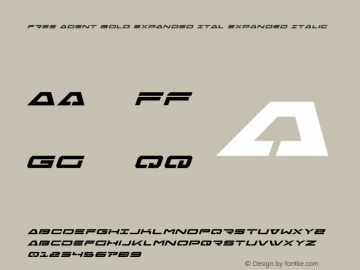 Free Agent Bold Expanded Ital Version 1.0; 2015 Font Sample