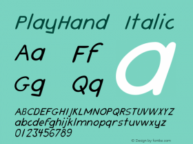 PlayHand Italic Unknown Font Sample