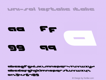 uni-sol leftalic Version 4.1; 2019 Font Sample